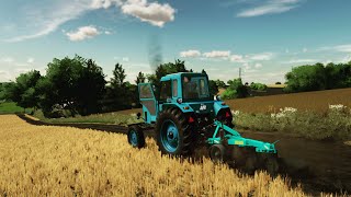 FS22 / Карта Osada / Вспашка поля МТЗ-80+ПЛН-3-35