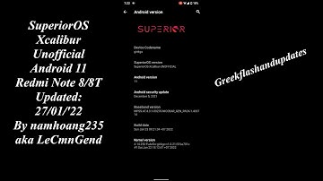 SuperiorOS Xcalibur  Unofficial Android 11 Redmi Note 8/8T