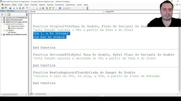 Método de Newton-Raphson: Função do Excel para Calcular a TIR (Taxa Interna de Retorno) - Parte 1