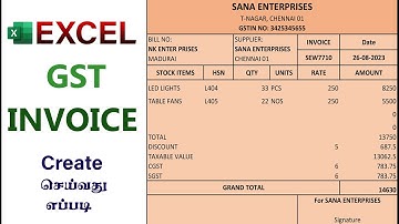 How to Create GST Invoice in Ms-Excel Tamil || Naveen Kumar