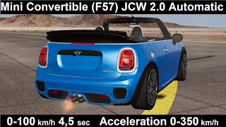 MINI Cooper JCW 2.0 (F57) Convertible   Review Test 0-100 Km/h 4,5 sec Acceleration 0-350 km/h screenshot 5
