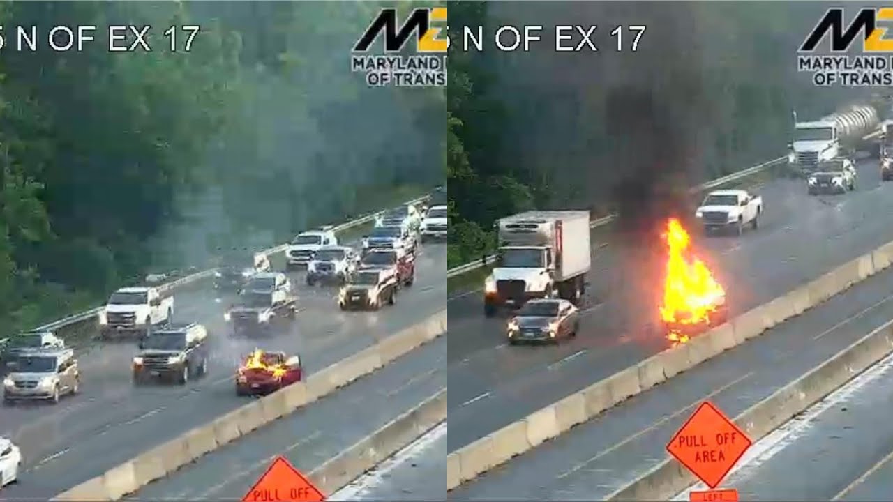 Maryland: Distracted Driver Crashes Into Pickup Truck Then Catches Fire ...