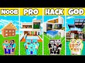 Minecraft: MODERN RICH MANSION HOUSE BUILD CHALLENGE - NOOB vs PRO vs HACKER vs GOD in Minecraft