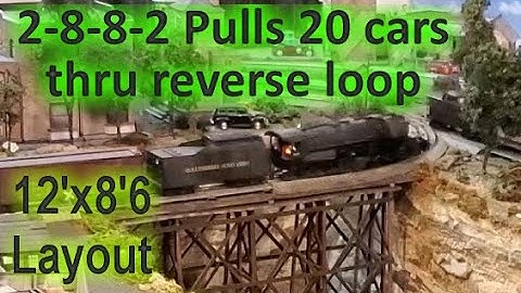 2-8-8-2 B&O Y6b pulls 20 cars thru reverse loop - 12