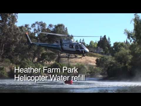 Shell Ridge fire - Helicopters refilling @ Heather...