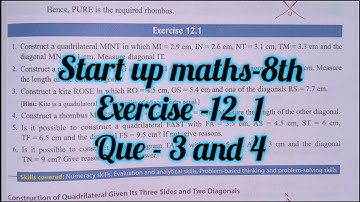 start up maths class 8 ch-12 ex 12.1 |  viva education class 8 ex 12.1 | construction quadrilateral