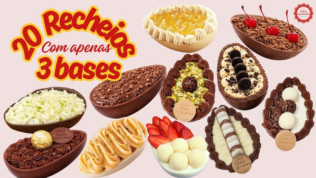 20 SABORES DE RECHEIOS para OVO DE COLHER com APENAS 3 BASES! 🤯💰 Muito Mais Lucro na Páscoa!