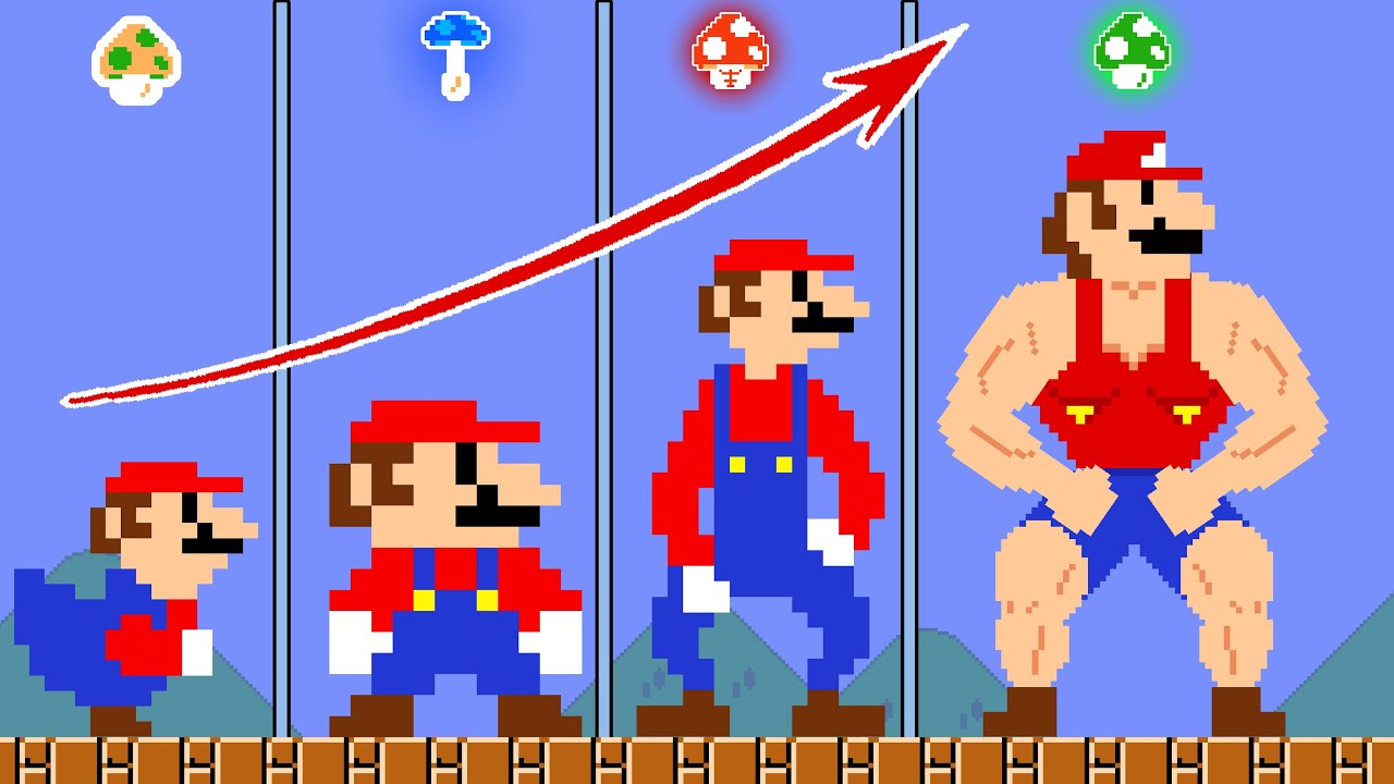 Evolution Mario Growing Up: Team Mario Musculars Nood vs Pro vs Hacker vs Muscle | 2TB STORY GAME