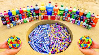 Big Coca Cola vs M&M Ball, Mtn Dew, Mirinda, Sprite, Fanta, Soda Drinks and Mentos Underground