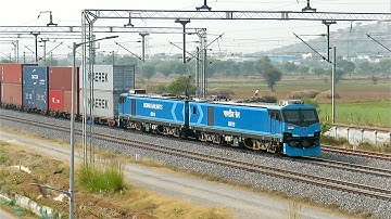 Most Powerful Locomotive of India WAG-12B with Double Stack Containers Trains
