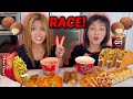 CHEESY BURRITO &amp; SPICY RAMEN RACE EATING COMPETITION!