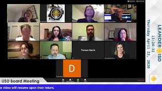April 23, 2020 Board Meeting of the Leander ISD Board of Trustees