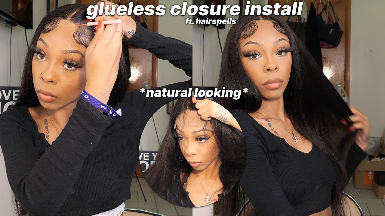 HOW TO MAKE A GLUELESS CLOSURE LOOK LIKE A FRONTAL *NATURAL LOOKING* ft ...