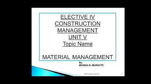 Material Management (Unit V)