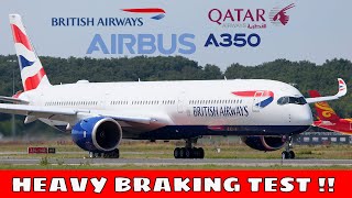 [Airbus A350-1000] Dramatic heavy braking! Qatar Airways & British Airways,Toulouse Blagnac