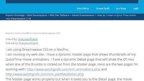 How-To Insert A Quick Time Video Into Dreamweaver CS3