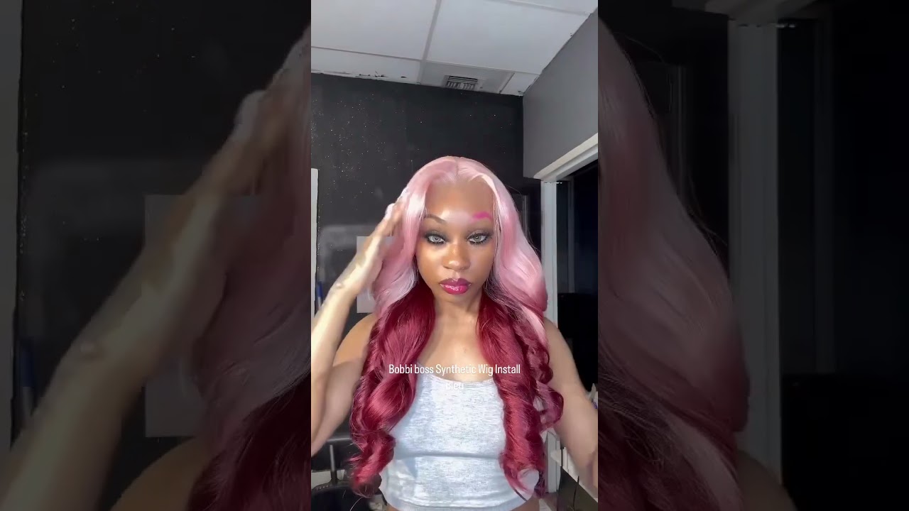 Affordable Strawberry Pink Synthetic Wig Install 