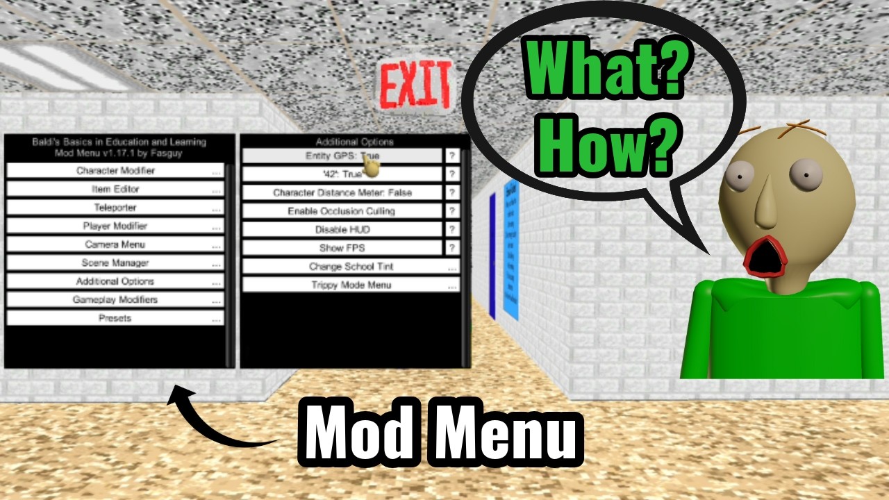 I use cheats against Baldi! | Baldi's Basics Mod Menu v1.4.3 - YouTube