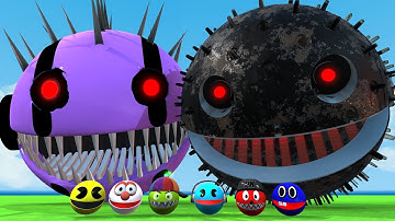 Robot Pacman vs Cartoon Cat vs Ms-Pacman vs Scary Pacman is a Rehearsal to go to Lava Monster Pacman