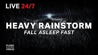 🔴 Heavy Rainstorm and Powerful Thunder Sounds in the Desert | I want to Fall Asleep Fast to Rain