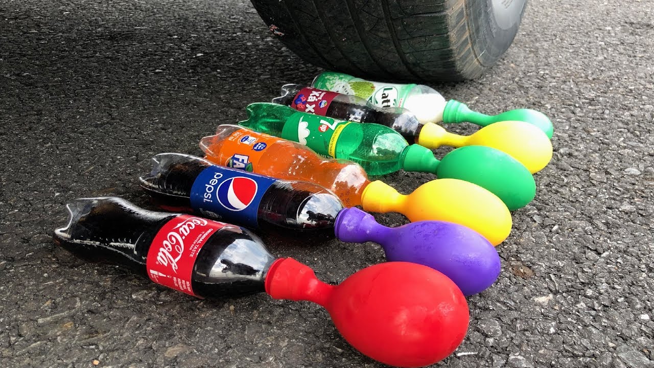 Crushing Crunchy & Soft Things by Car! CAR vs Balloons with Coca Cola Pepsi