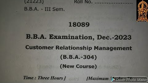 BBA 3rd Sem Customer Relationship Management University Paper, CRM Dec. 2023 Paper, CRM Exam Paper