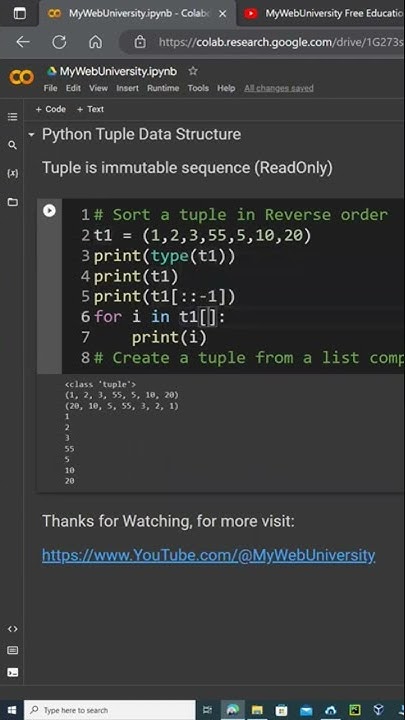 Python:How to reverse order a tuple within for loops - YouTube