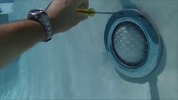 Pool Light Niche- underwater video of light fixture being removed from the niche by Mike the Poolman