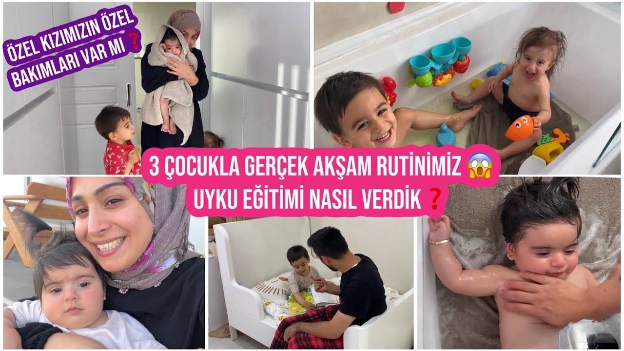 3 ÇOCUKLA GERÇEK AKŞAM RUTİNİMİZ, UYKU EĞİTİMİNİ NASIL VERDİM❓, HAFTALIK TEMİZLİK YAPTIK