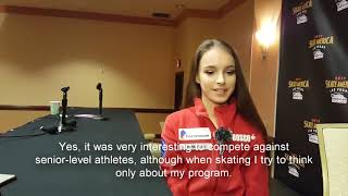 Anna Shcherbakova Interview at Skate America 2019, English subtitles