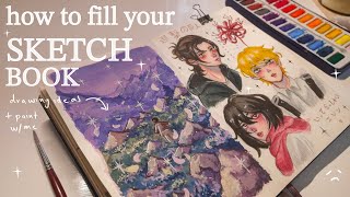 Ideas to fill your sketchbook + paint w/ me ✧˖°. // sour.c.andy