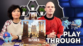 Rise of Babel - Deck building with competitive tile placement - Playthrough w/ Tarrant & Stella