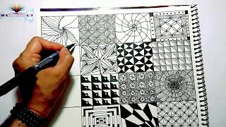 16 Zentangle Patterns For Doodling/Filling Gap's | Part 1 | Art Tutorials
