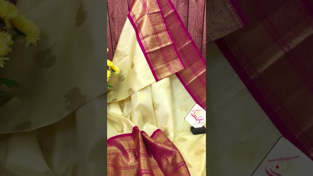 Pure Cream Color Gadwal Silk Saree