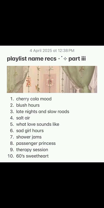 Spotify playlist ideas!!⋆˚꩜｡