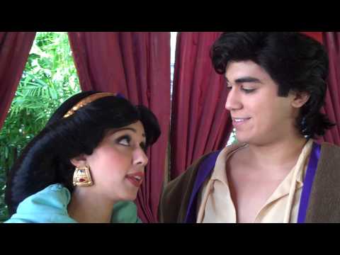 Aladdin and Jasmine say hello to Jane and Holly