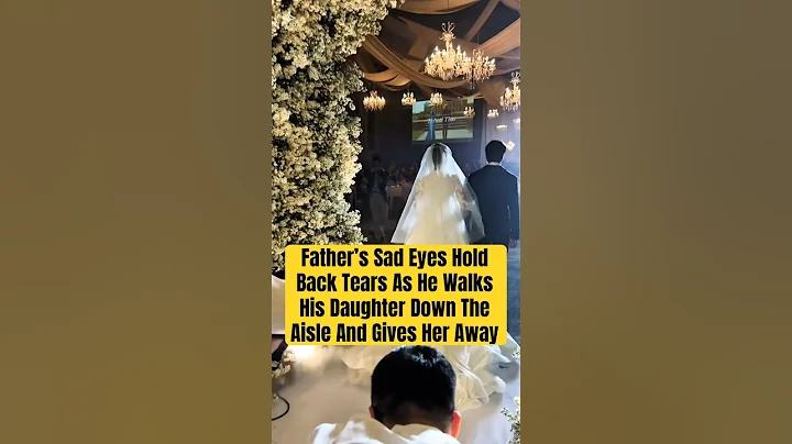 Father’s Sad Eyes Hold Back Tears As He Walks His Daughter Down The Aisle And Gives Her Away.