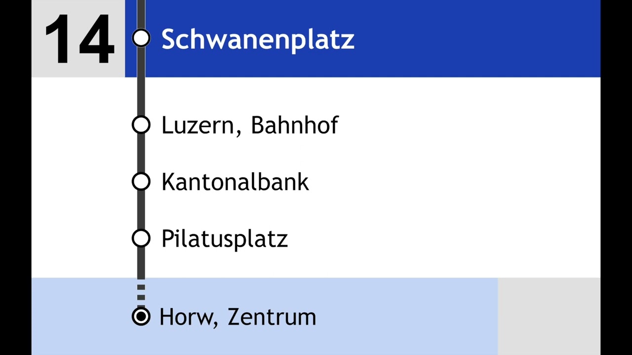 vbl Ansagen • 14 • Luzern, Brüelstrasse – Kriens, Südpol – Horw, Zentrum