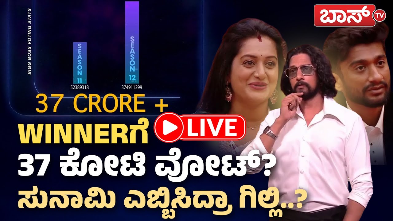 LIVE | Bigg Boss Kannada season 12 Winner Votes | Gilli Nata | Ashwini Gowda |Kiccha Sudeep |Boss Tv