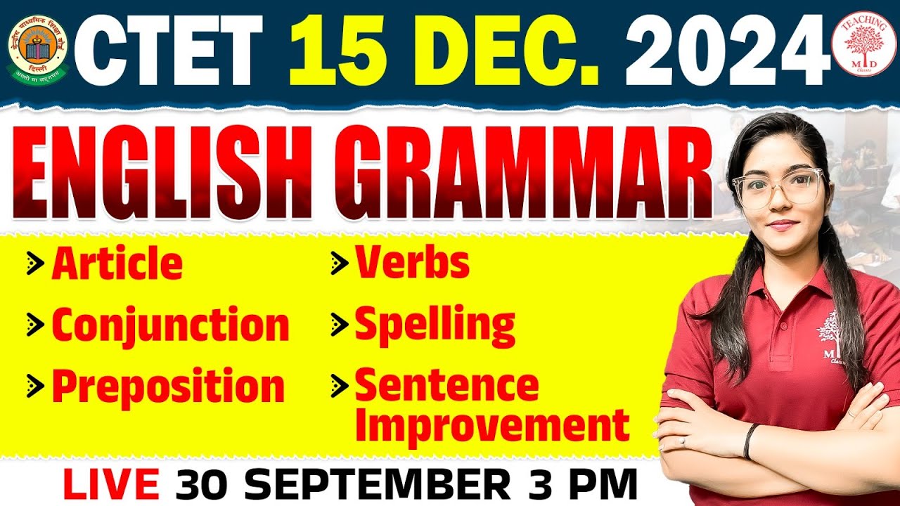 CTET DECEMBER 2024 | ENGLISH GRAMMAR FOR CTET | COMPLETE ENGLISH ...
