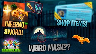 INFERNO SWORD, NEW PW ADS, SHOP ITEMS! (Halloween Sneak Peek Week 3) | Pixel Worlds