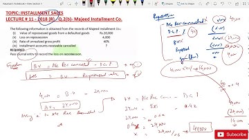 Lecture 11 -Installment Sales, Past paper practice-2018(R)-Advance Accounting,B.com Part 2- 8.47mins