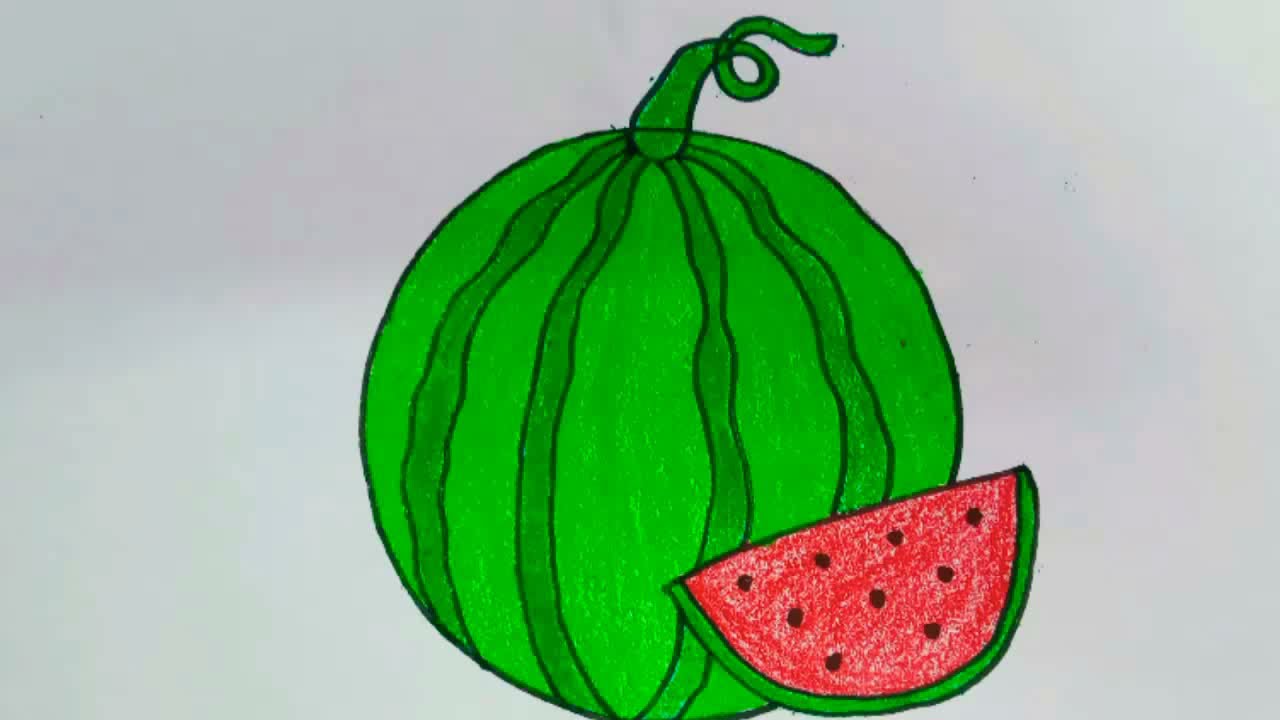 Cách Vẽ Và Tô Màu Quả Dưa Hấu/Dạy Bé Vẽ Quả Dưa Hấu/How To Draw And Color  Watermelon - Youtube