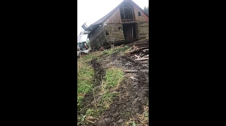 Skid Loader Destroys Barn #shorts #destruction #bobcat