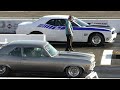 Chevy Nova vs Challenger Drag Pack and Hellcat - old vs new school drag racing