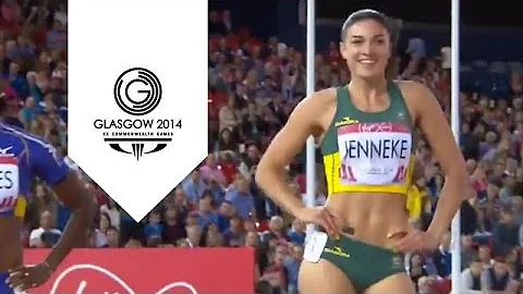 Michelle Jenneke performs her famous warm up dance...