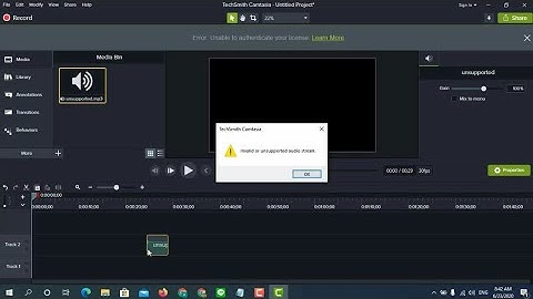 How to fix Unsupported MP3 with camtasia