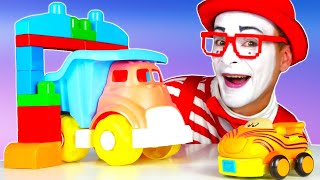 Play building blocks & learn colors - Toy cars and trucks for kids. by Funny Clown Videos 3,267 views 3 years ago 6 minutes, 49 seconds