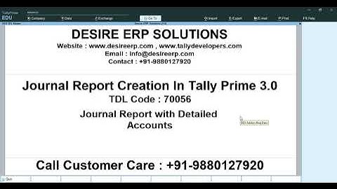 Journal Report Creation Using Custom Report TDL in Tally Prime 3.0