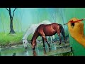 Acrylic Painting Lesson - Horses in the Misty Forest by JM Lisondra